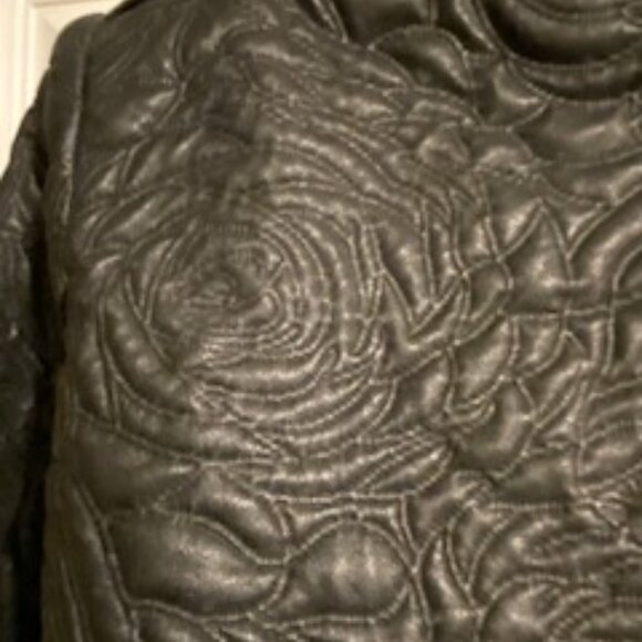 BCBGMaxAzria Cropped Leather Jacket with Rose Detailing - Picture 9 of 9